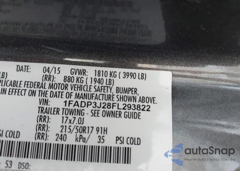 2015 Ford Focus Titanium из США, поврежденный, VIN 1FADP3J28FL293822